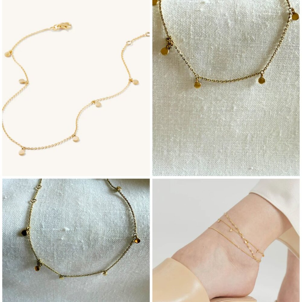 18K Gold Dot Chain Anklet